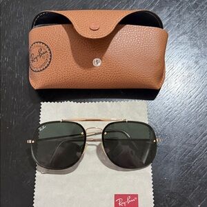 Ray-Ban Gold Frame Sunglasses with Brown Case
